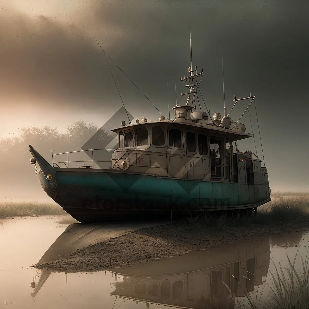 Picture of Marina Bliss: Serene Fishing Boat amidst Coastal Beauty