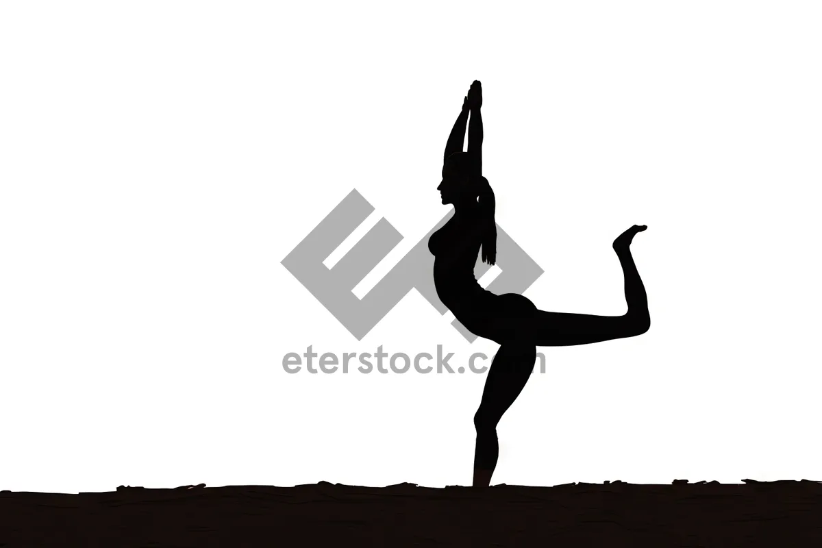 Picture of Black silhouette of man dancing in action sport.