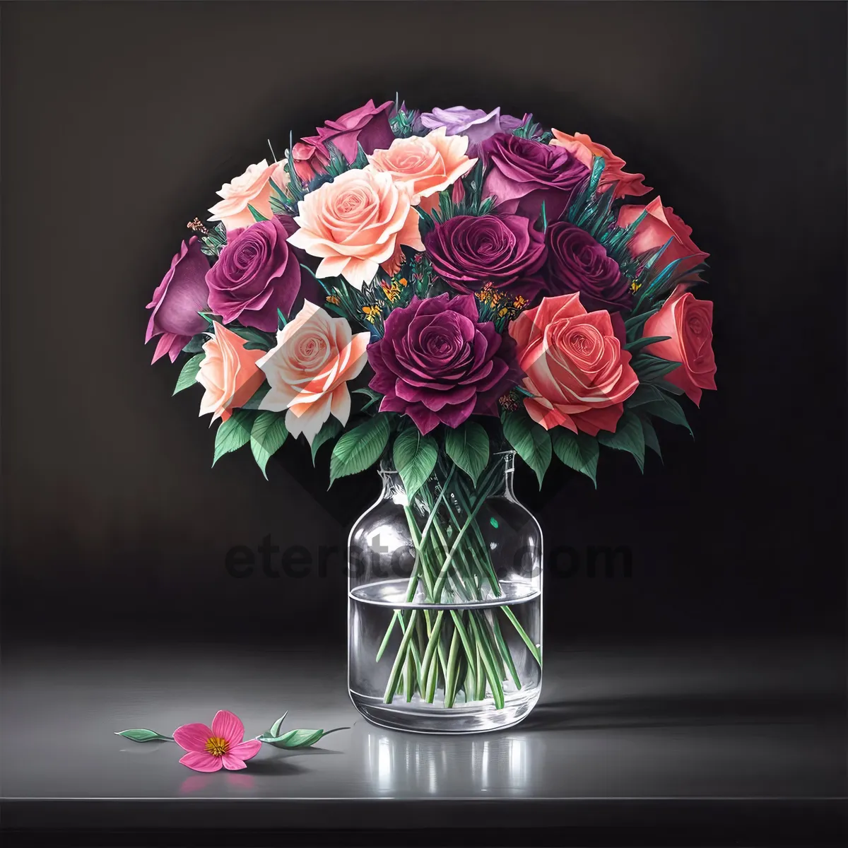 Picture of Pink Floral Bouquet in Lampshade Vase