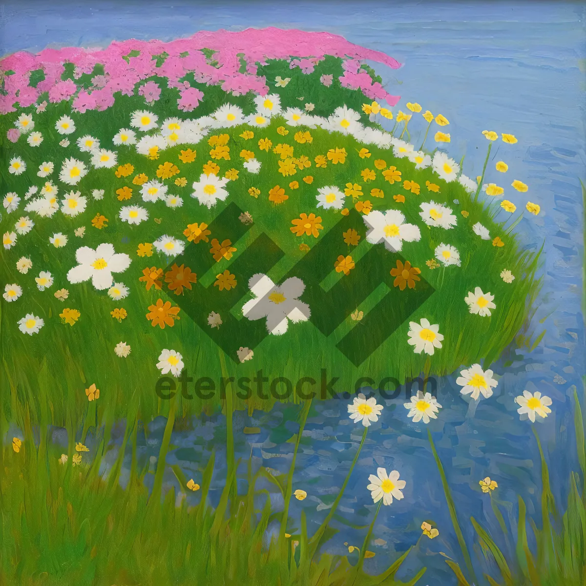 Picture of Vibrant Meadow Floral Landscape with Sunny Yellow Daisies