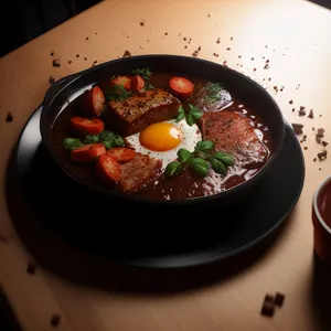 Fresh and Delicious Beef Stew in Soup Bowl