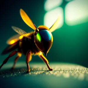 Vibrant Yellow Flower Engaged with Winged Insect