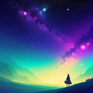 Luminous Night Sky: Shining Galaxy and Sparkling Stars