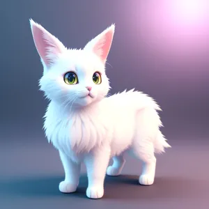Fluffy White Kitty with Adorable Curious Eyes