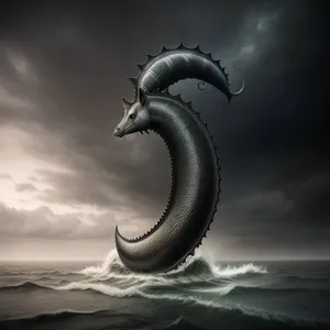 Hooked Serpent in Vast Ocean