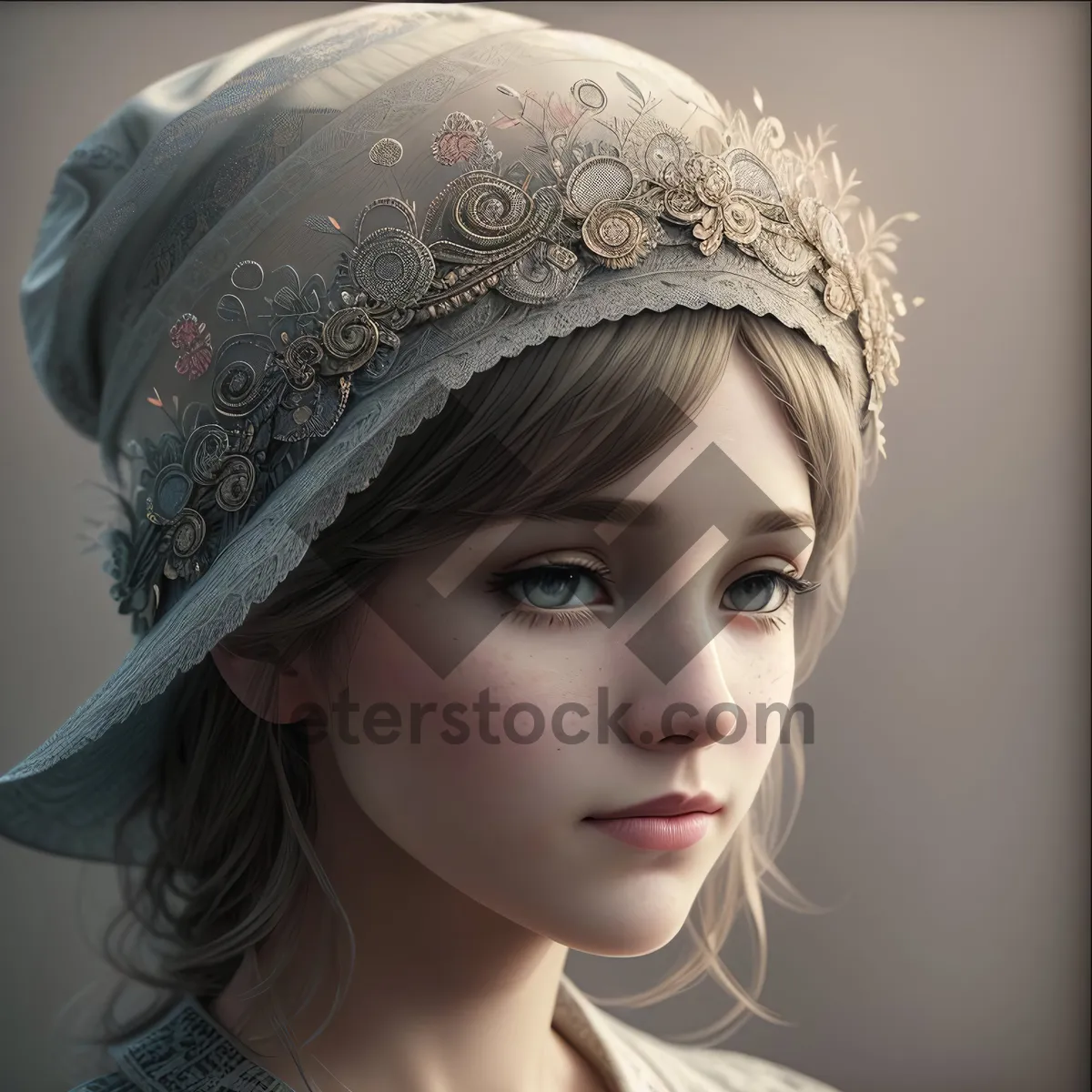 Picture of Pretty doll with attractive eyes and fashion-forward hat.