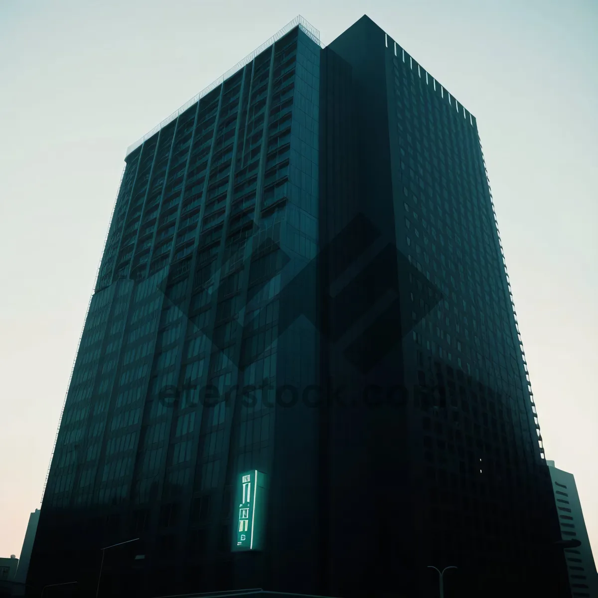 Picture of Modern glass skyscraper in the financial district skyline.