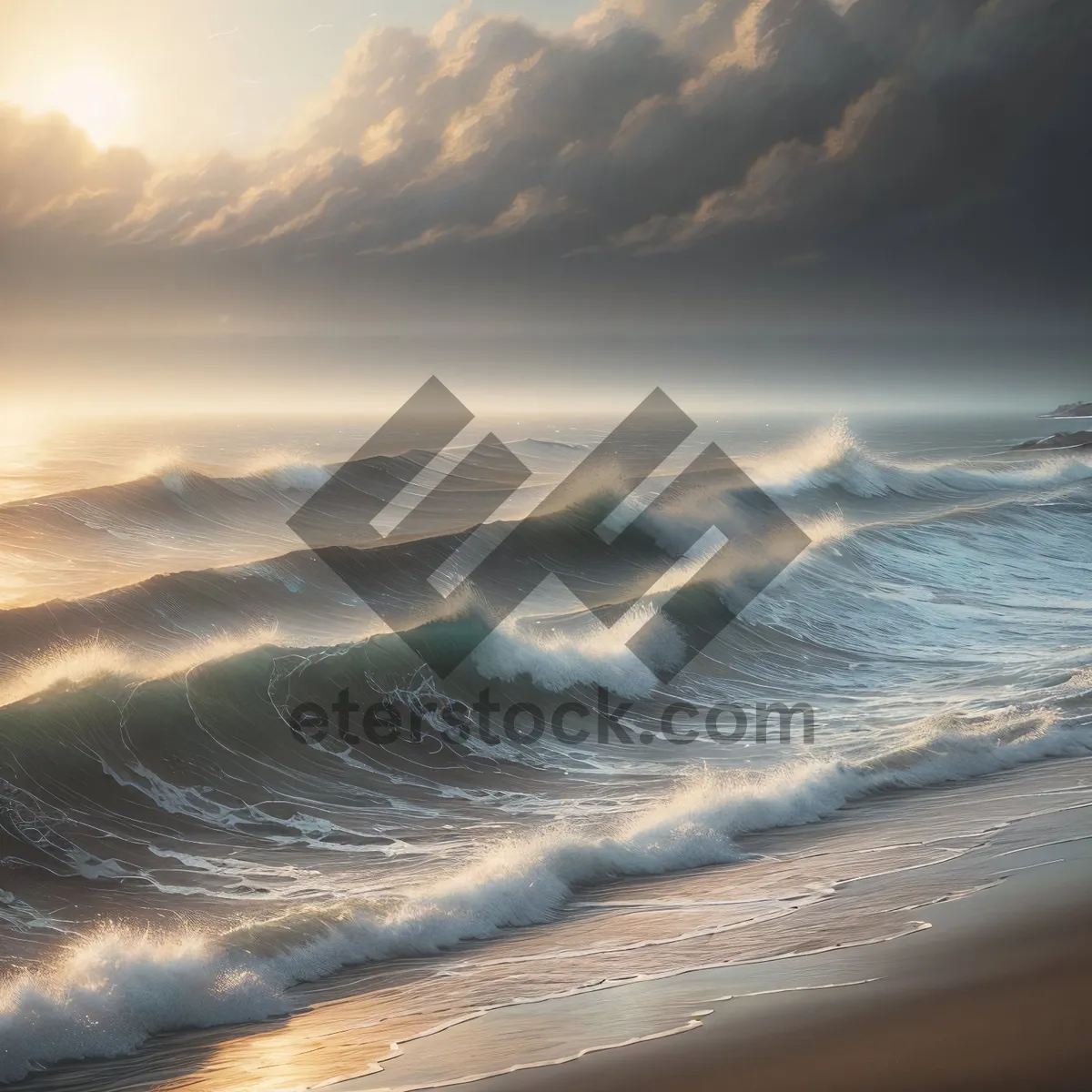 Picture of Serene Sunset Over Ocean Waves