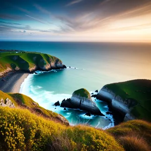 Sunset Beachscape: Serene Ocean Paradise