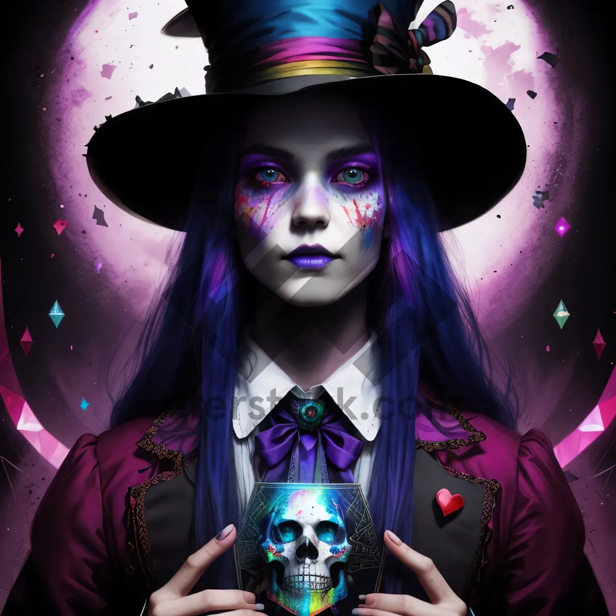 Picture of Attractive lady with sensual makeup and mask portrait.