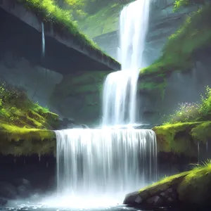 Serene Mountain Waterfall Amidst Lush Forest