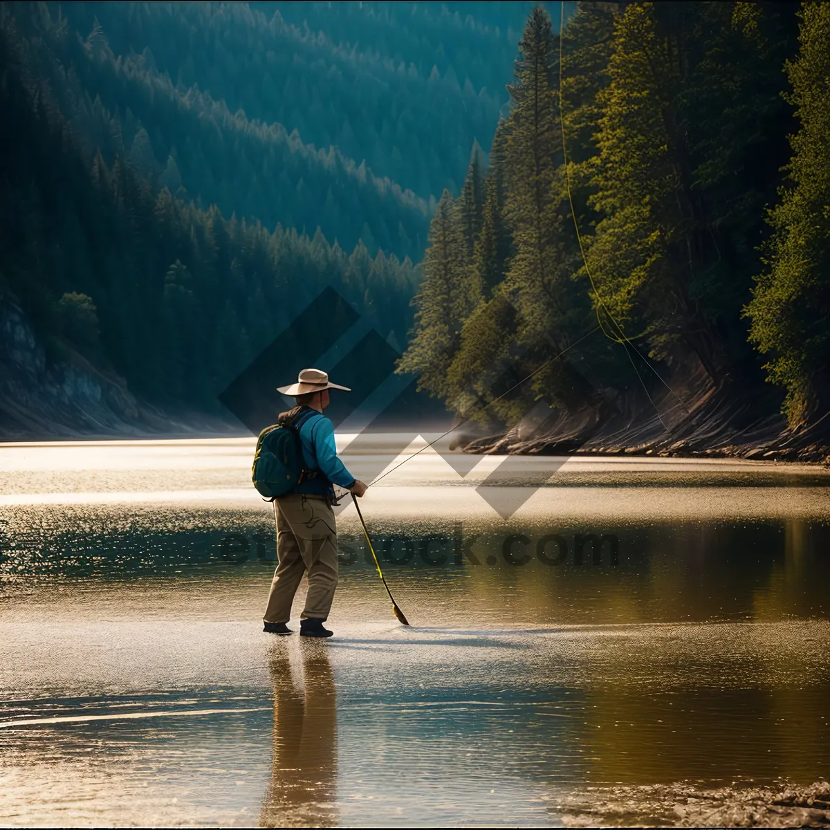 Picture of Silhouetted Man Paddling on Beach at Sunset