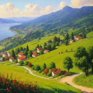 Serene Alpine Landscape With Rolling Hills and Azure Sky