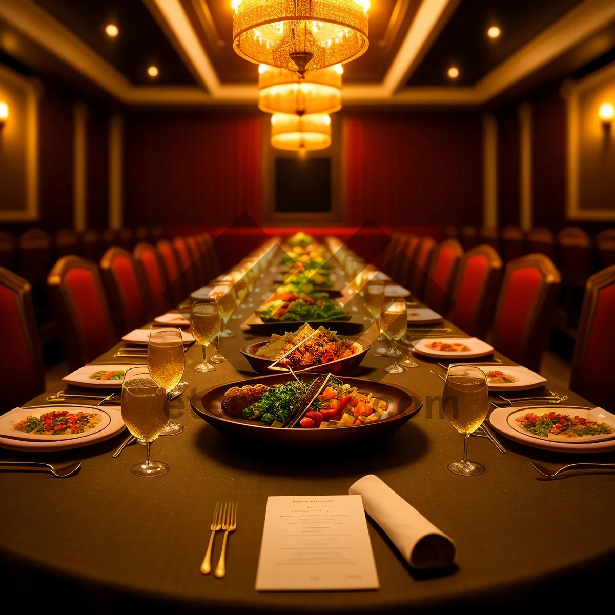 Picture of Exquisite Dining Table in Stylish Restaurant Interior