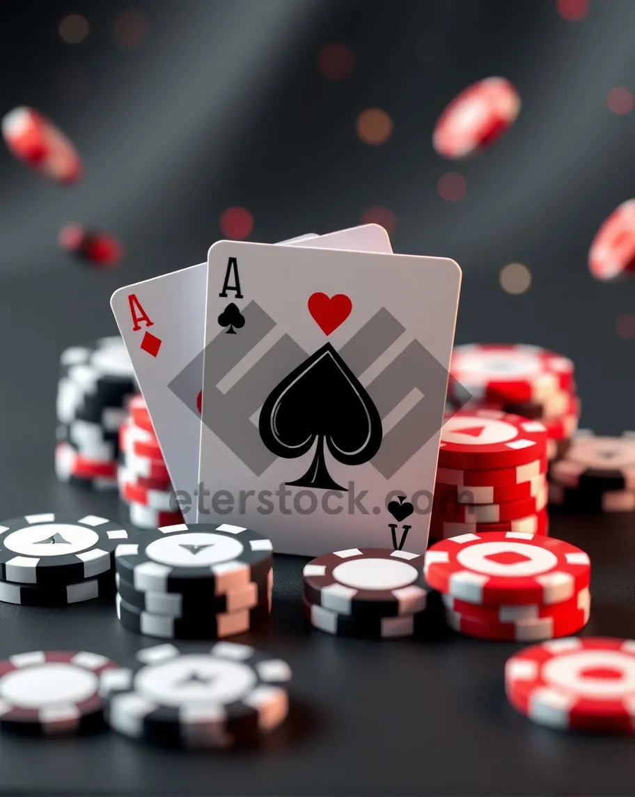 Picture of Gambling Chips and Cards for Poker Game