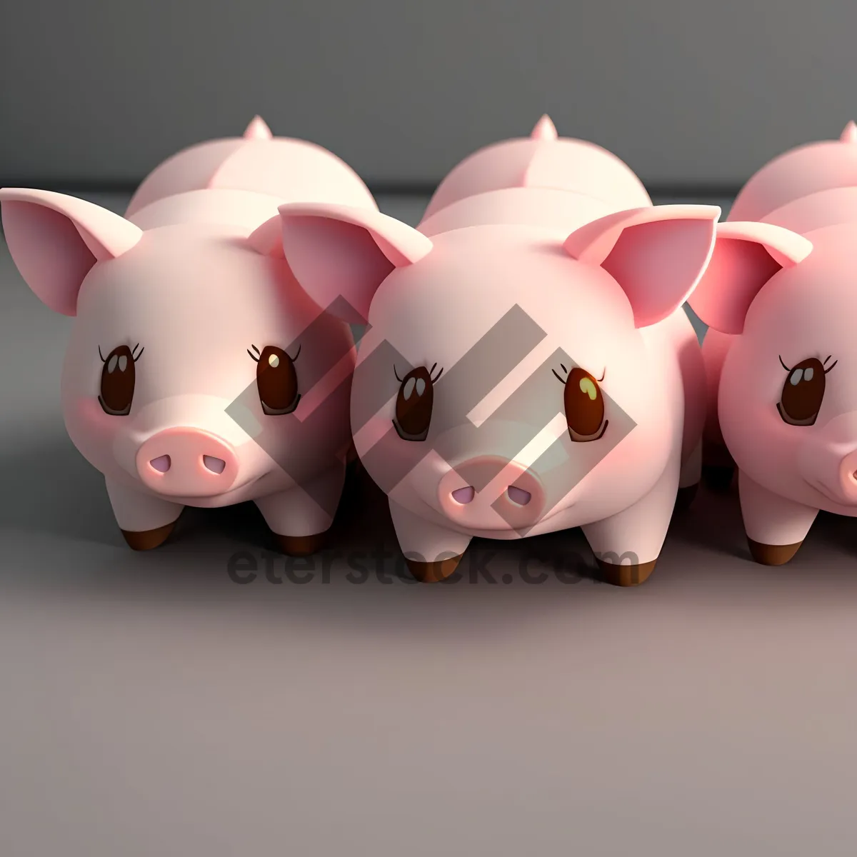 Picture of Ceramic piggy bank with money and coins.