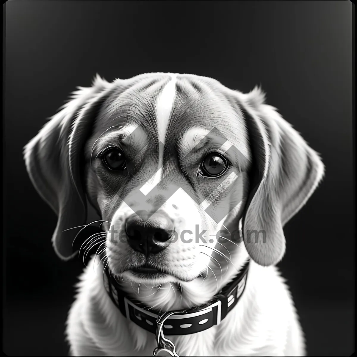 Picture of Brown Beagle Puppy on Leash, Studio Portrait