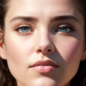 Flawless Beauty: Close-Up Portrait of Attractive Model with Perfect Makeup