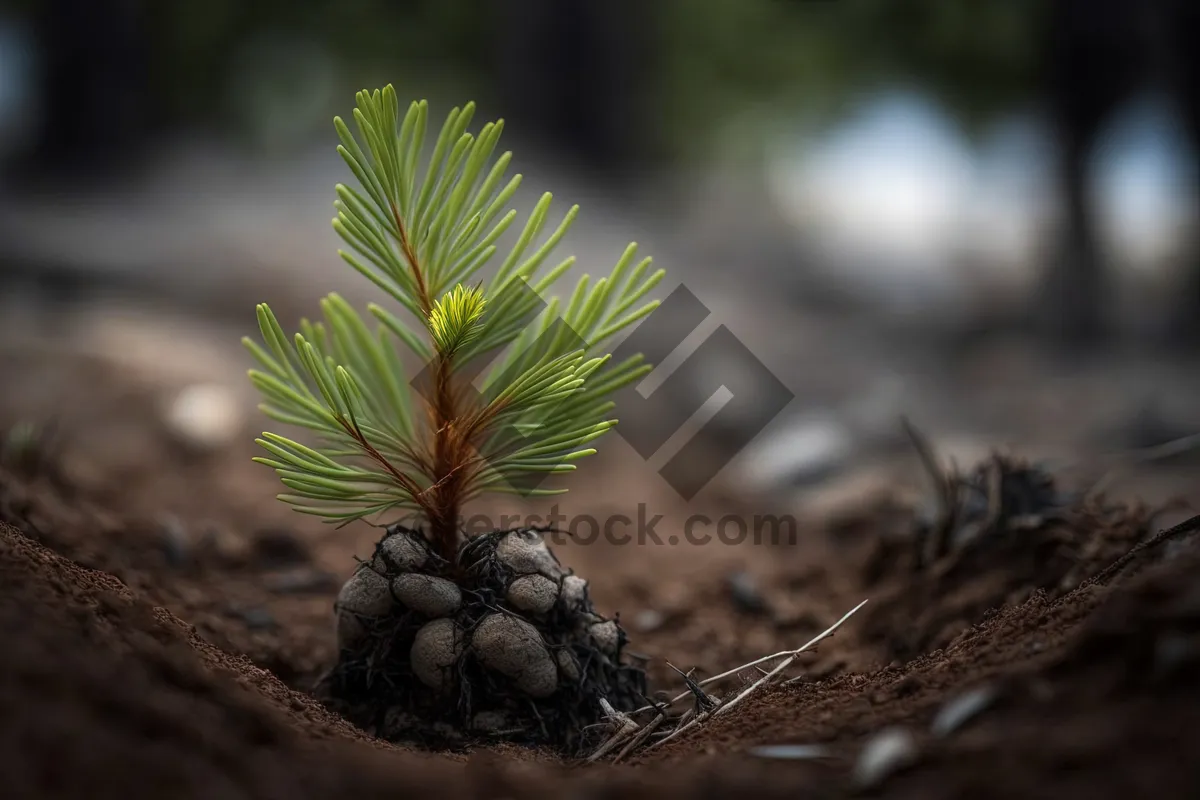 Picture of Evergreen Pine Tree in Winter Forest Decor