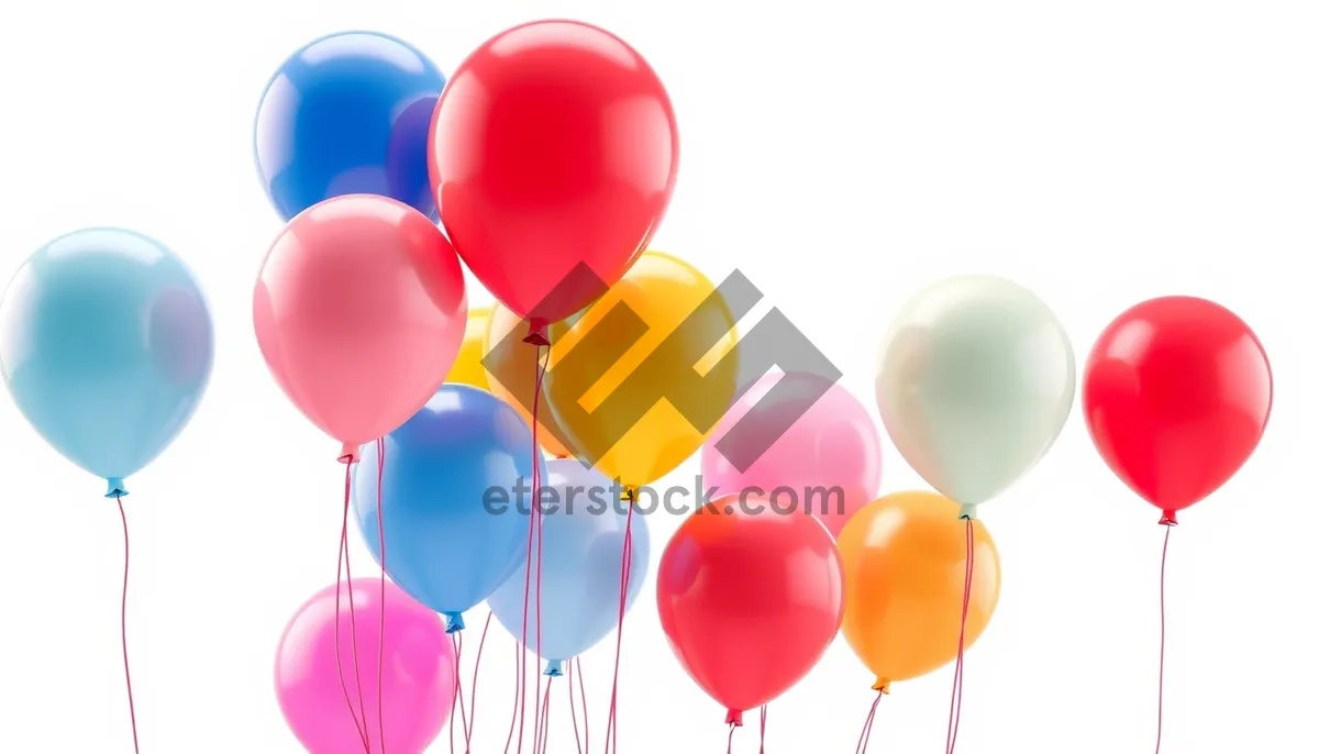 Picture of Colorful Birthday Balloons and Ribbon Decoration