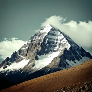 Majestic Snow-Capped Volcano: A Wintery Summit