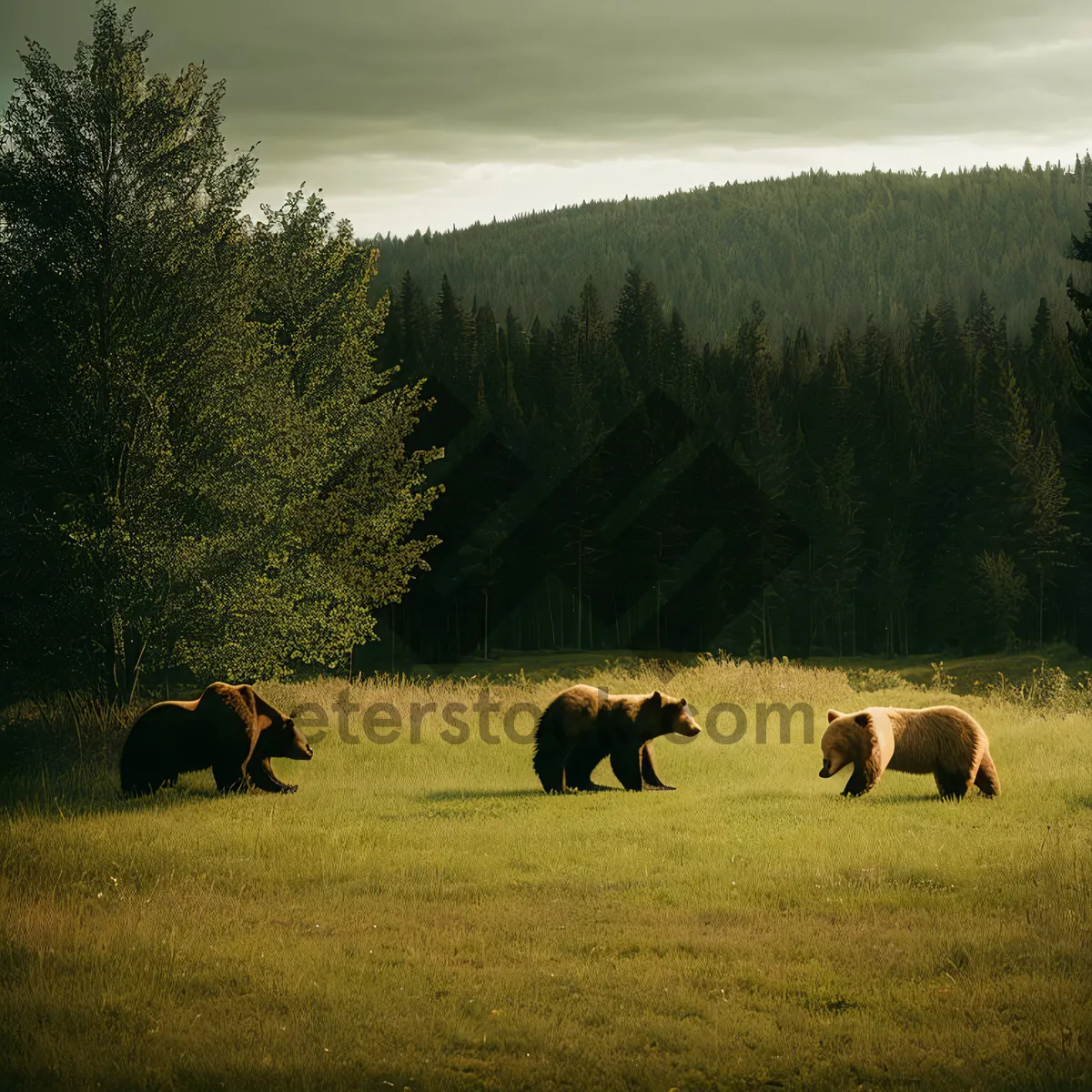 Picture of Rural Cows Grazing in Green Pasture