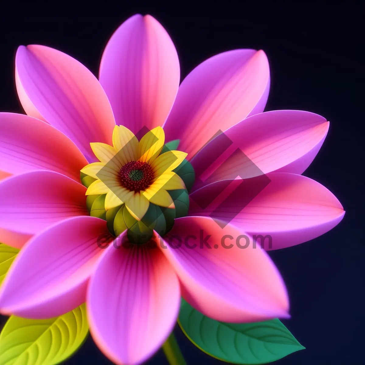 Picture of Vibrant Pink Floral Blossom with Pollen and Petals