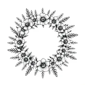 Vintage floral silhouette graphic pattern decoration swirl element.