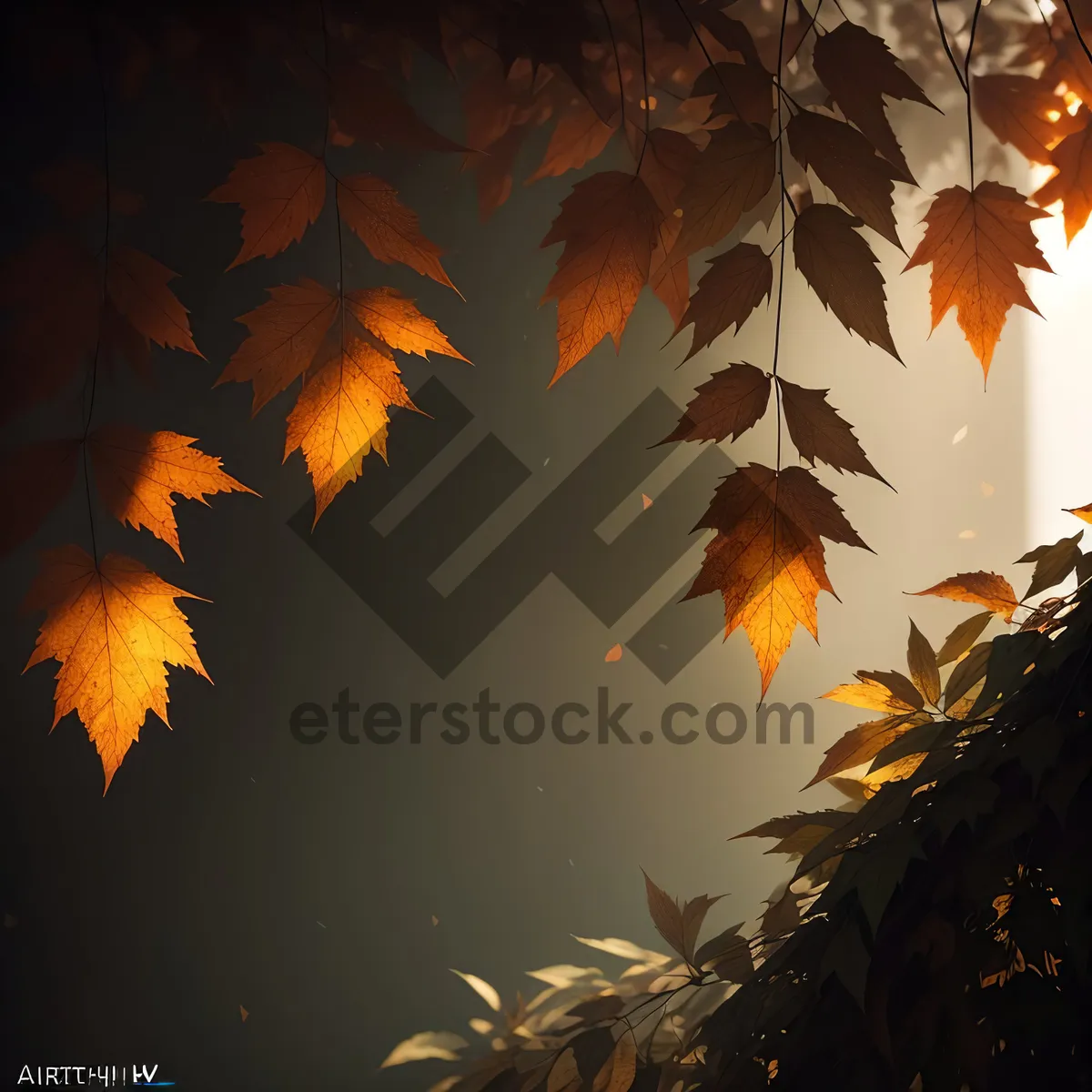 Picture of Autumn Maple Tree Silhouette at Sunset