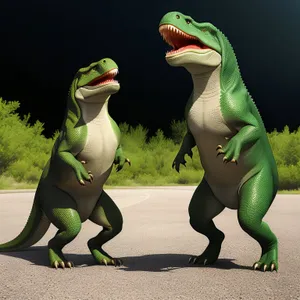 Vibrant Green Iguana and Colorful Bird in Wild