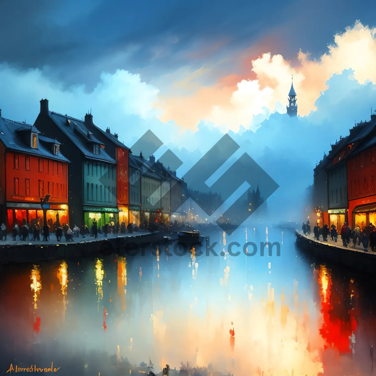 Picture of Enchanting Cityscape Reflections at Night