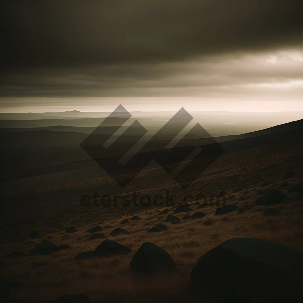 Picture of Dazzling Desert Sunset Over Mountain Landscape