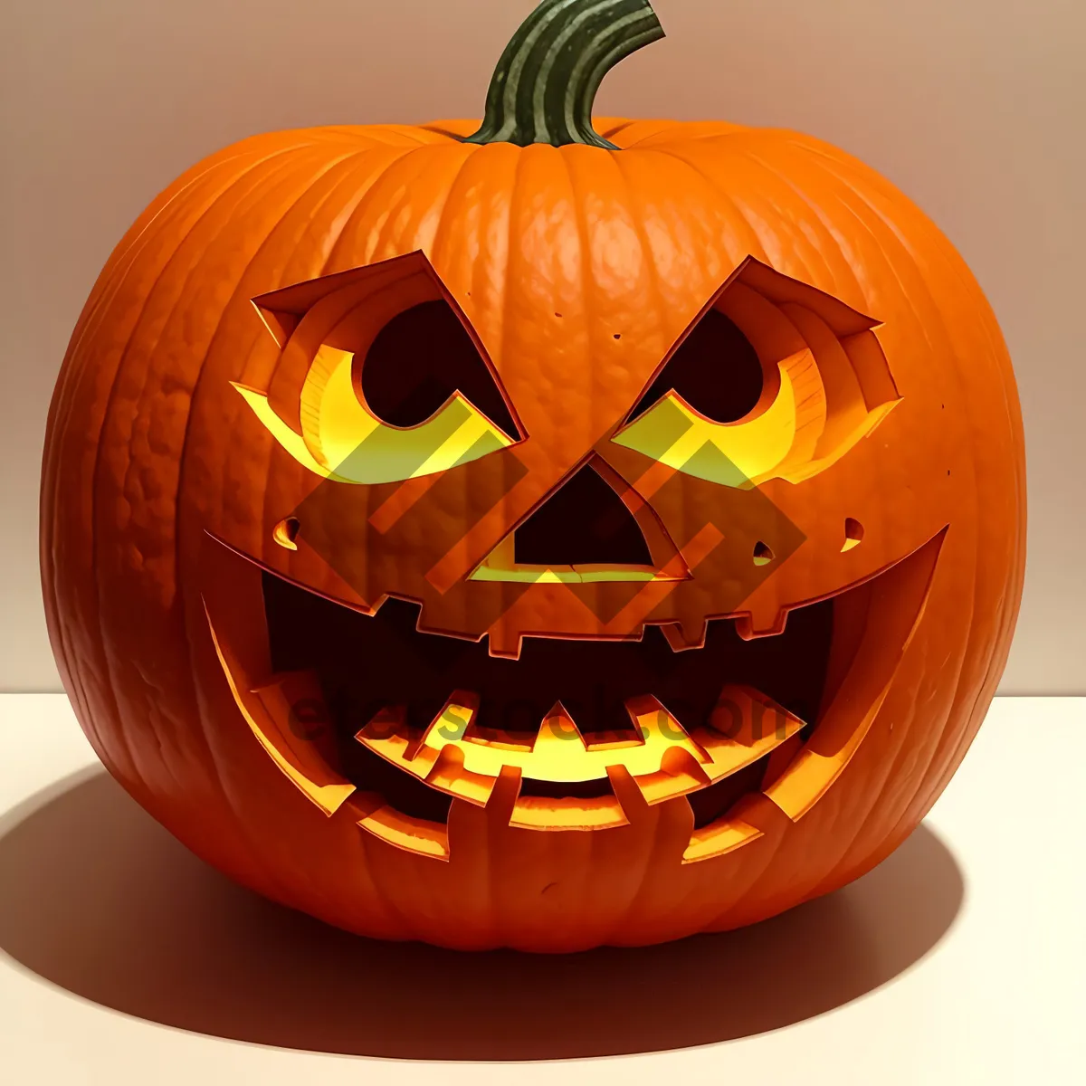 Picture of Spooky Pumpkin Lantern Glowing in the Dark