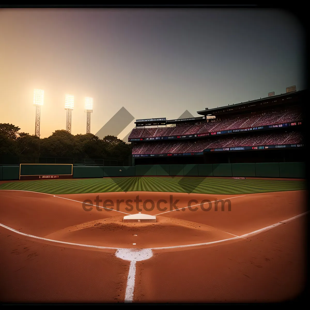 Picture of Nighttime Baseball: Majestic Stadium Lights Illuminate Urban Field
