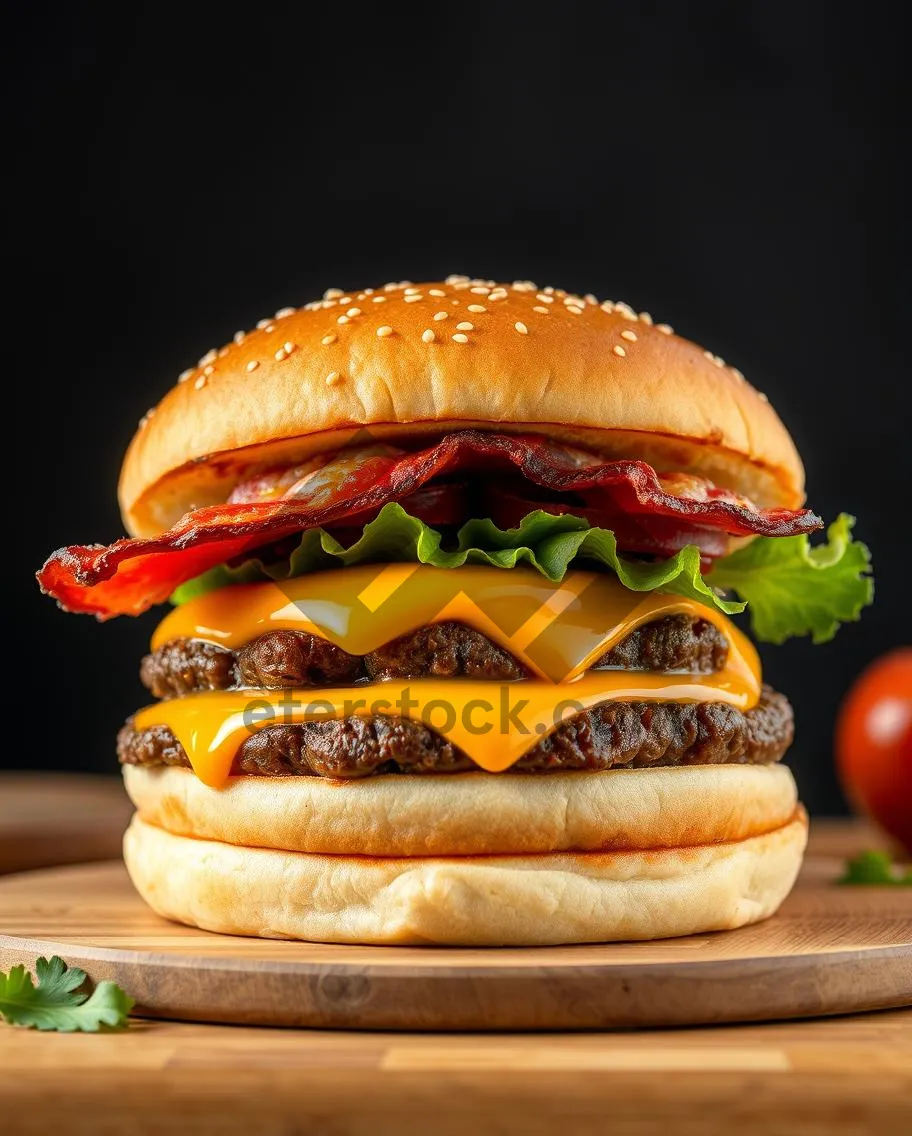 Picture of Grilled Cheeseburger with Lettuce and Tomato