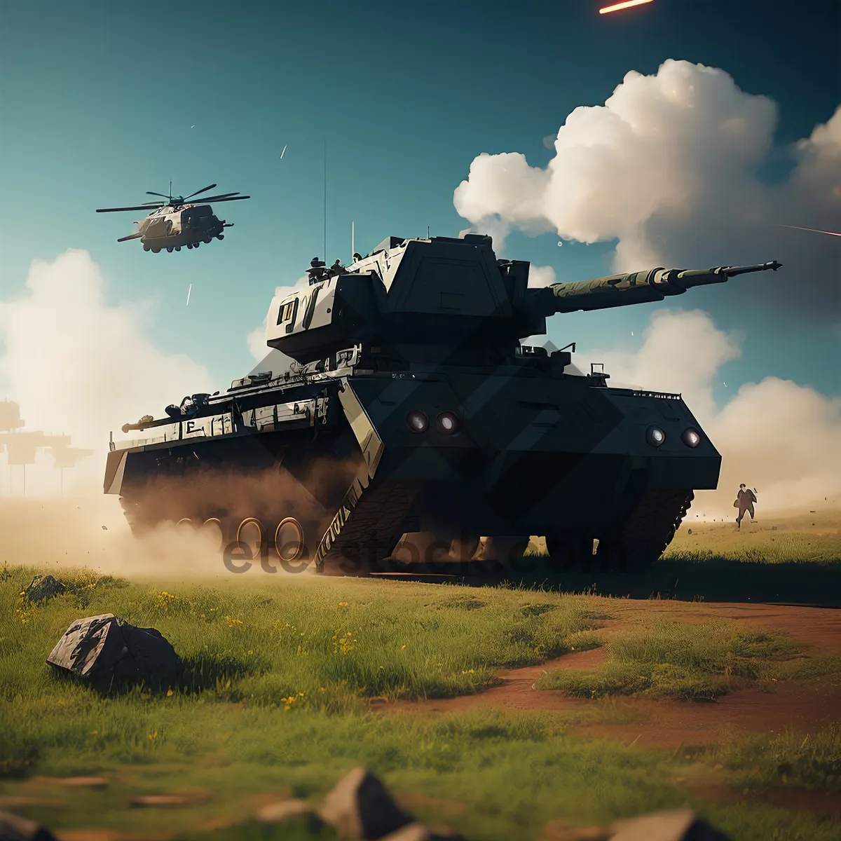 Picture of Sky-bound Military Armored Tank Cannon