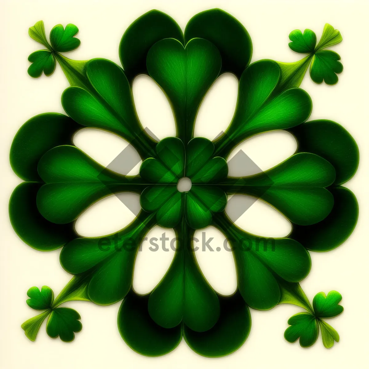 Picture of Greenery Icon Set: Clover Leaf Symbol Design