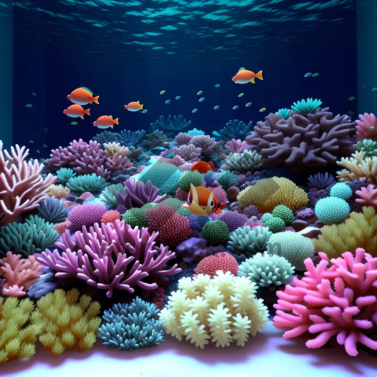 Picture of Colorful Coral Reef Life in Deep Sea