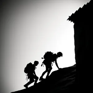 Group of Silhouetted Photographers in Black Outlines