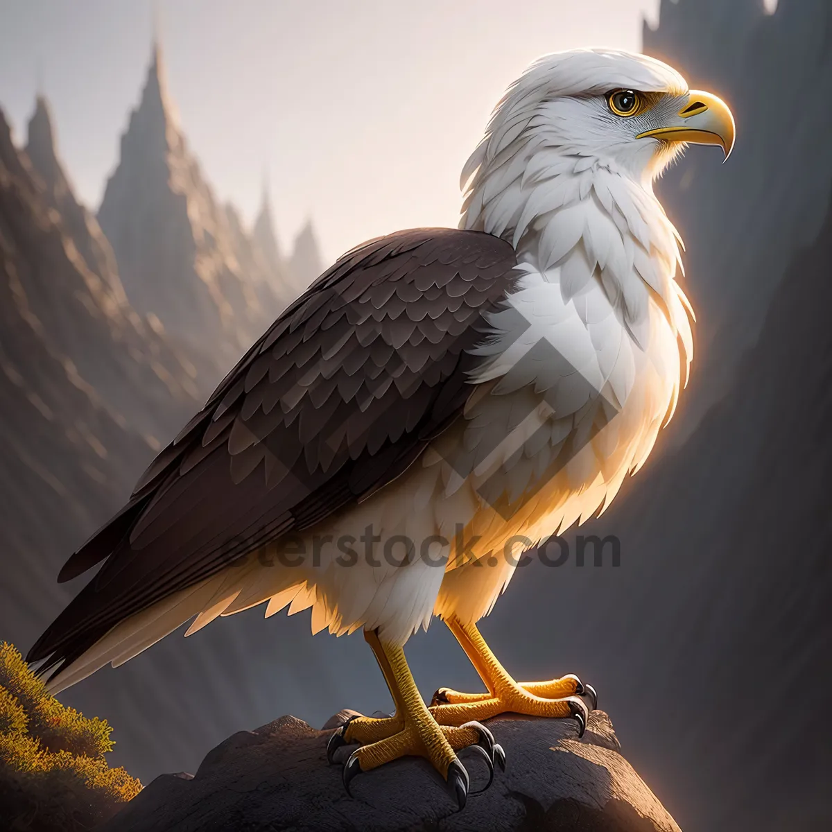 Picture of Majestic Bald Eagle Soaring with Piercing Eyes