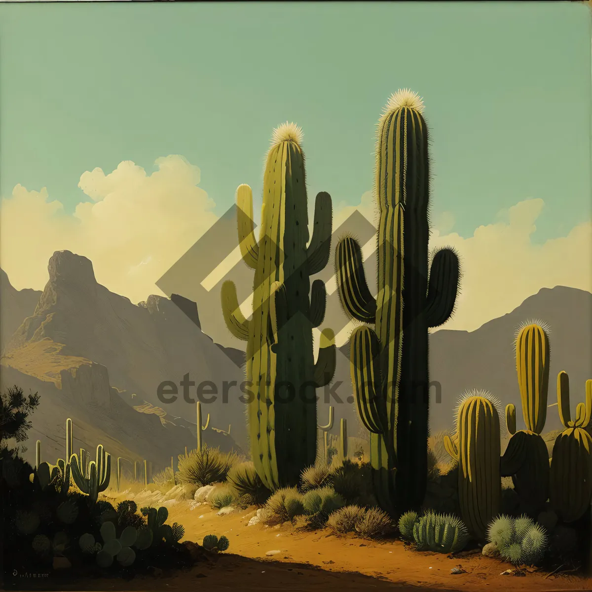 Picture of Saguaro Sunset: Majestic Cactus in Southwest Landscape