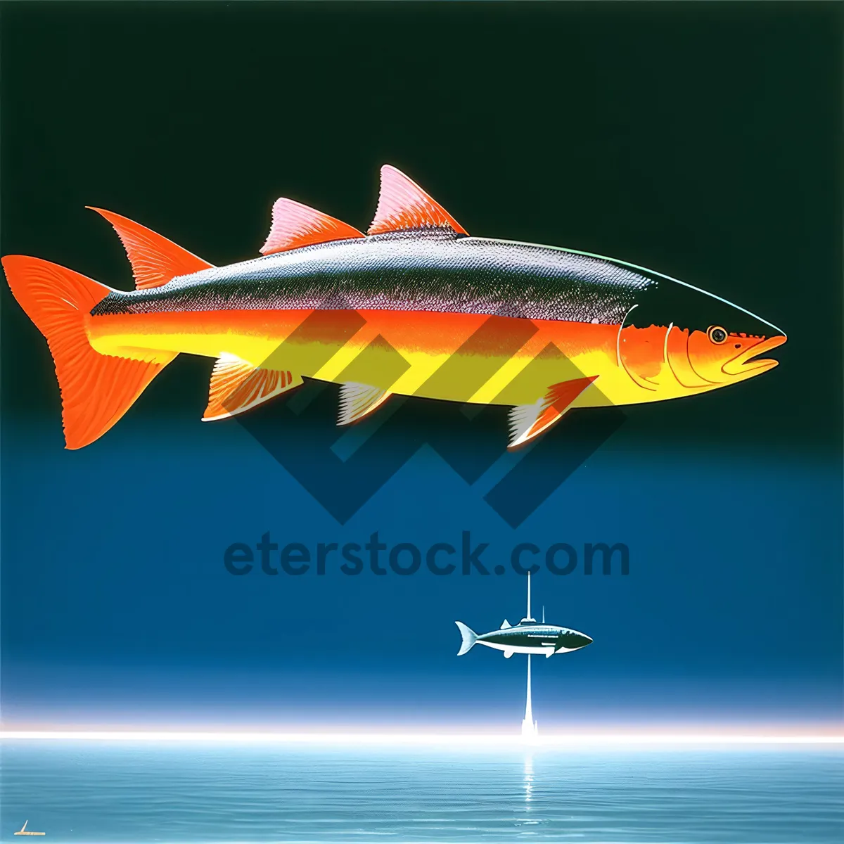 Picture of Vibrant Tropical Tuna Swimming in Aquarium