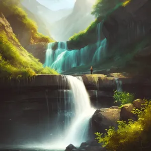 Scenic Waterfall Cascading Through Rocky Forest