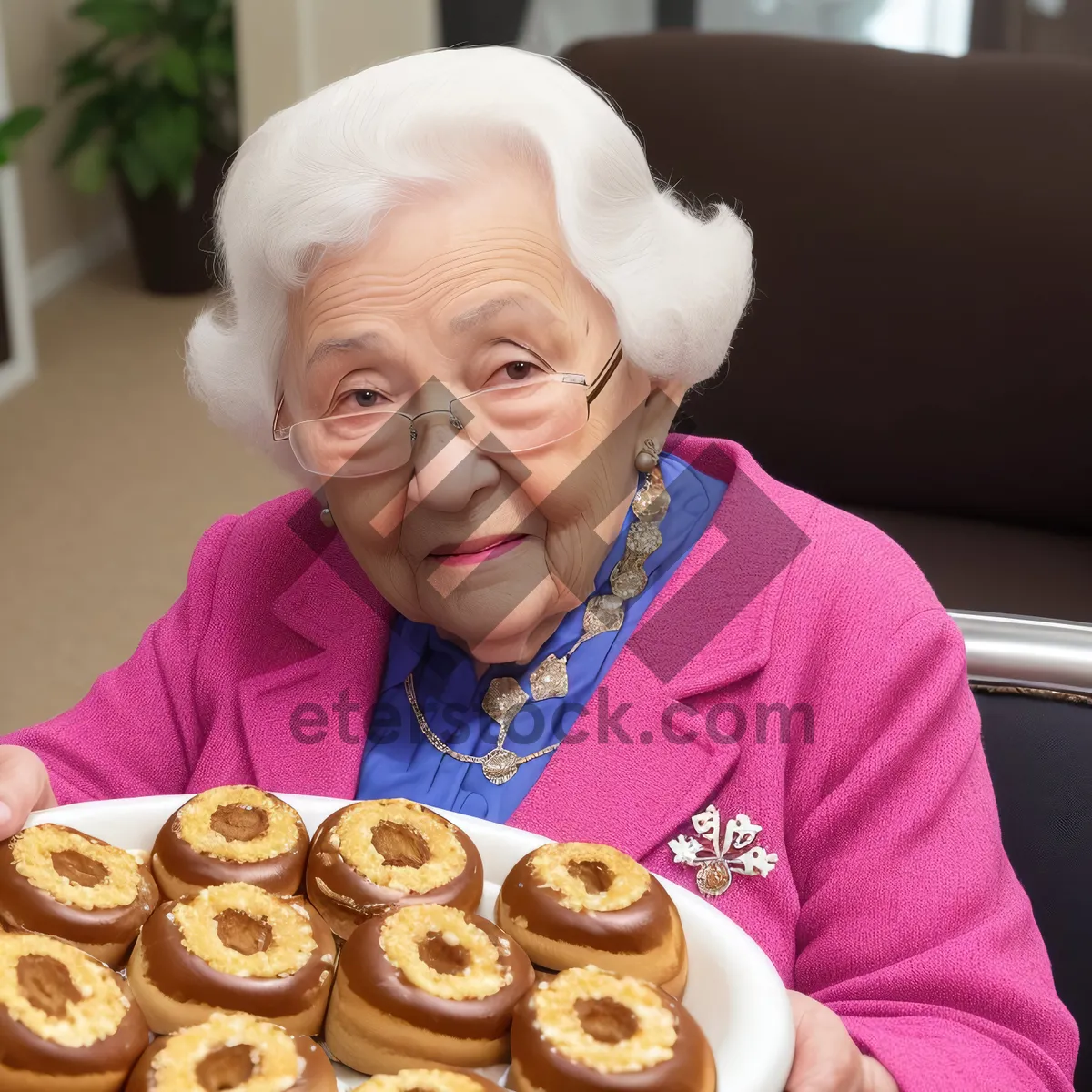 Picture of Smiling Grandma Enjoying Home-cooked Breakfast