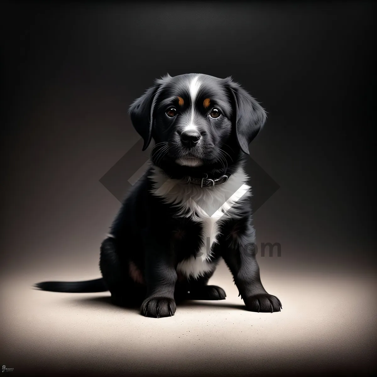 Picture of Black Purebred Canine Portrait - Adorable Studio Puppy