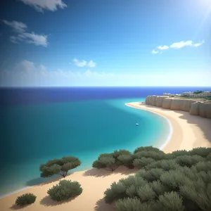 Sunset Paradise: Tranquil Beachscape with Turquoise Waves