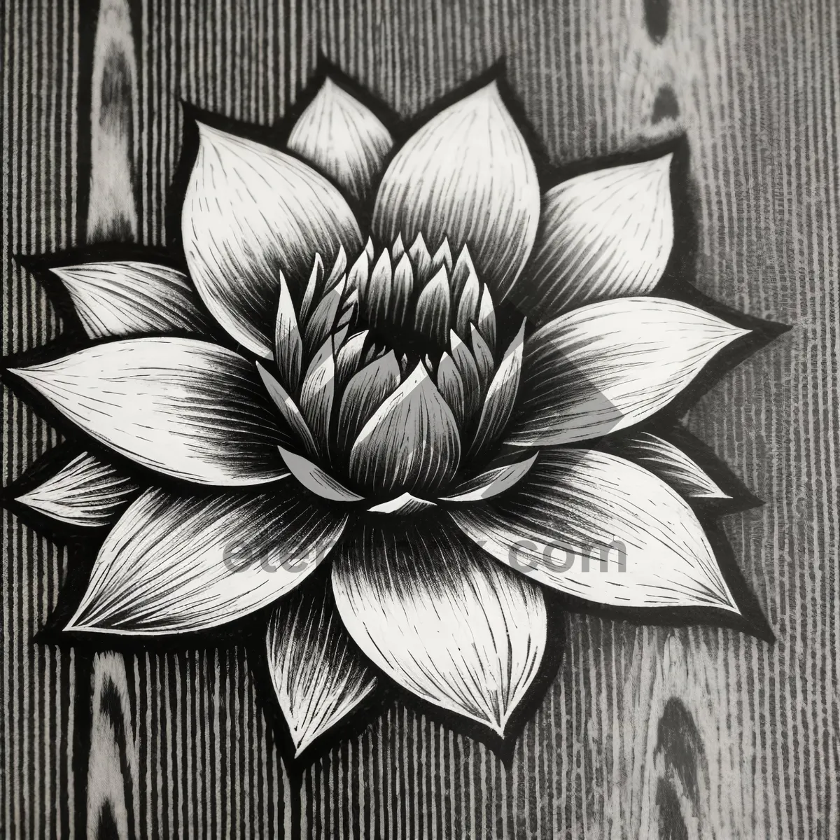 Picture of White Lotus Stencil: Graphic Design with Light Texture and Fractal Flow