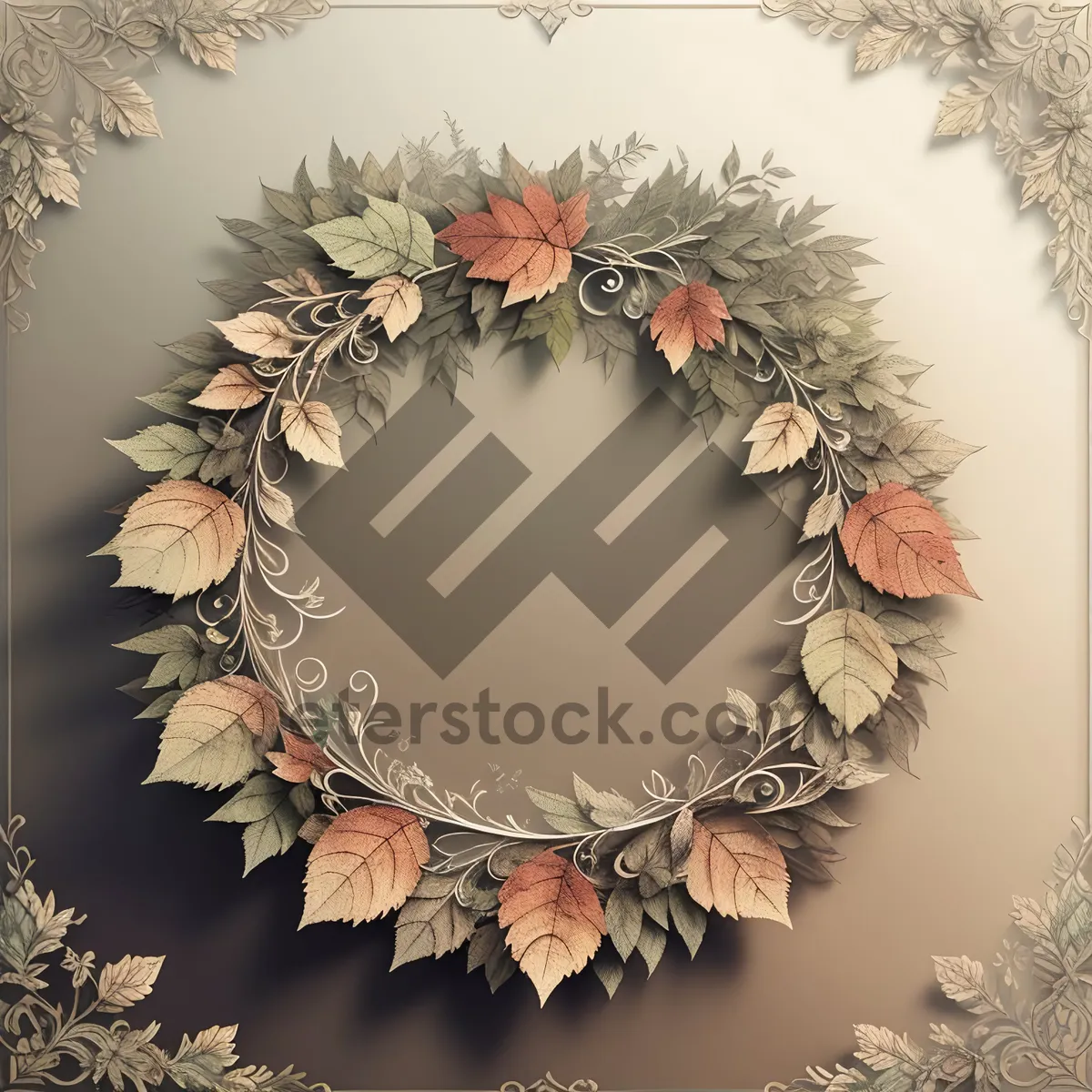 Picture of Holly Floral Frame: Vintage Ornate Retro Pattern Design