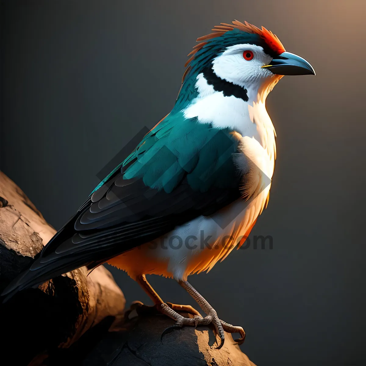 Picture of Cute Sparrow Sitting on Branch with Wings Spread