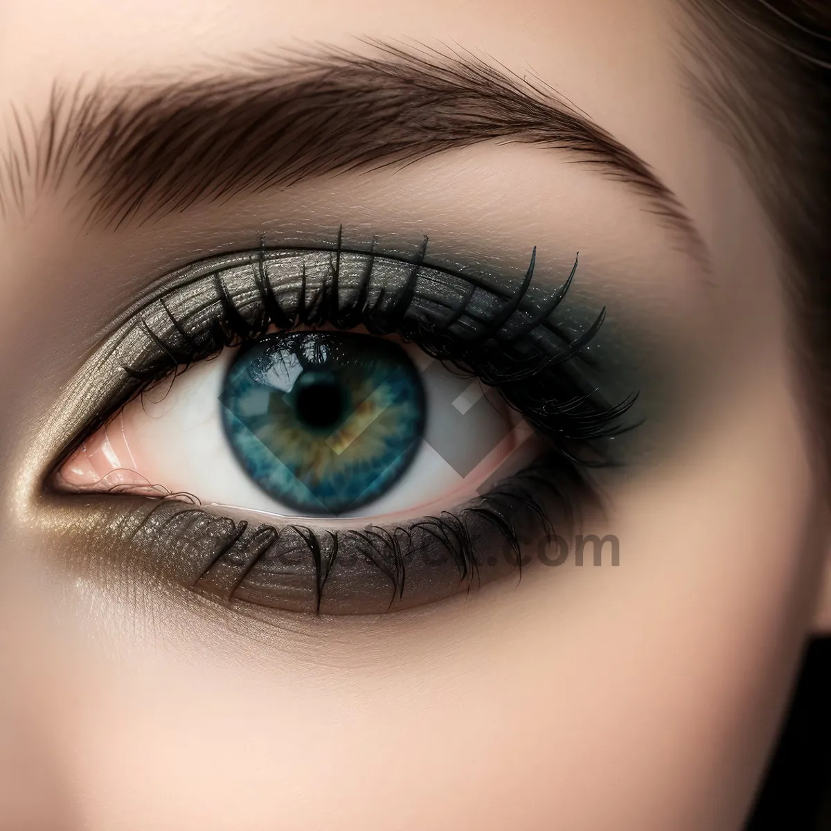 Picture of Captivating Closeup of Beautifully Mascaraed Eyebrows and Eyes